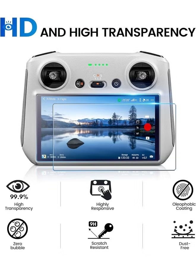 عبوة من قطعتين من واقيات شاشة جهاز التحكم عن بعد للطائرات بدون طيار DJI RC/RC 2، زجاج مقوى مقاوم للخدش لملحقات جهاز التحكم عن بعد DJI Mini 4 pro/Air 3/Mavic 3 Pro/Mini 3/Mini 3 Pro/Air 2S RC/RC 2 - Image 2